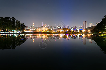 伊比拉普埃拉公园  圣保罗天空目的地风景反射市中心摩天大楼公园省会景观建筑物图片