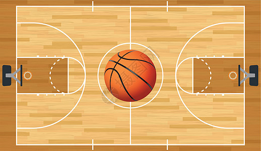 现实矢量篮球球场和球背景图片