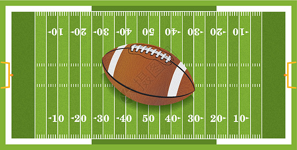 纸质足球场上现实的足球橄榄球场地猪皮游戏插图绿色烤架线条照片院子图片