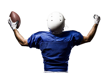 足球运动员男性竞技制服蓝色体育场垫肩运动体育肌肉头盔图片