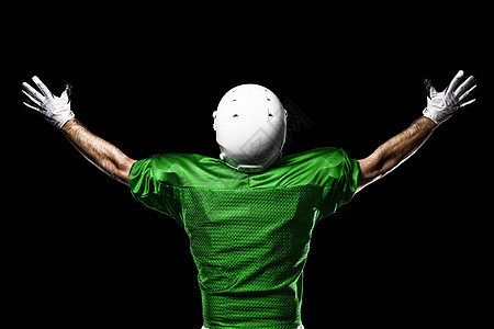 足球运动员体育制服体育场竞技绿色头盔垫肩职业肌肉白色图片