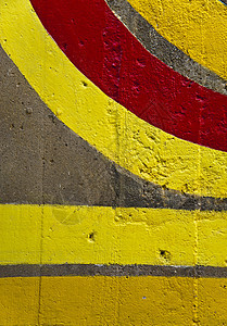 墙壁上的彩色线条艺术划痕广告蓝色裂缝黄色红色刷子框架材料图片