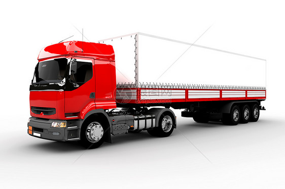 红色和白色卡车金属小路货物盒子柴油机服务汽车驾驶运输商业图片