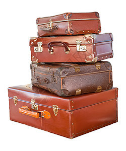旧行李箱棕色古董案件皮革假期闩锁风化行李白色手提箱图片