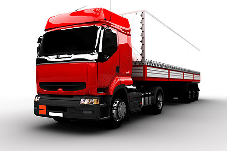红色和白色卡车船运插图金属车辆服务盒子驾驶货物车轮柴油机图片
