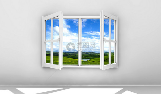 打开窗口太阳插图场地房子自由玻璃房间建筑晴天框架图片