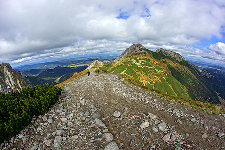 Giewont 波兰Tatras山地貌旅行小路冒险晴天旅游农村石头假期顶峰国家图片