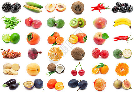 水果和蔬菜黄瓜柿子香蕉菠萝橙子椰子胡椒李子菜花柠檬图片