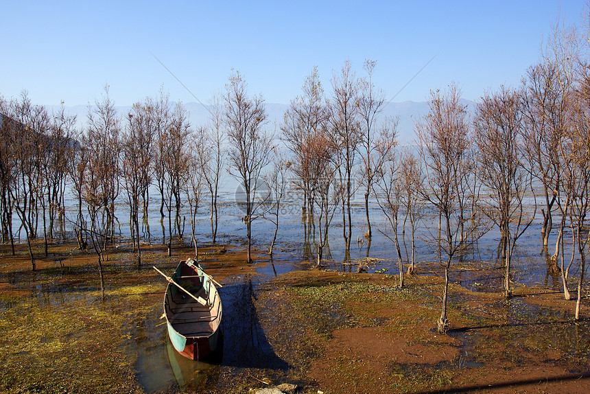 中国云南省达利Erhai湖场景城市建筑学钓鱼村庄假期农村天气旅行码头图片