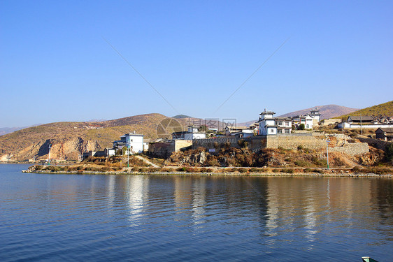 中国云南省达利Erhai湖旅行天空假期文化农村码头天气全景场景钓鱼图片