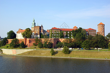 波兰克拉科夫克拉科夫Vistula河上的瓦韦尔城堡建筑城市博物馆建筑学纪念碑旅游天空堡垒游客旅行图片