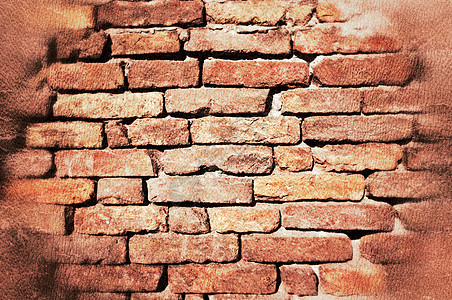 旧砖块背景建筑学石头城市橙子黏土瓦砾矩形墙纸墙壁斑点图片