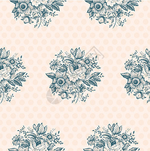 古老花卉形态包装纸薄荷风格纺织品牡丹婚礼蓝色紫色插图装饰图片