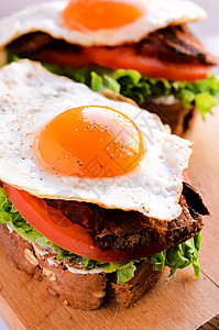 鸡蛋三明治早餐面包英语饼干美食食物油炸育肥芝麻种子背景