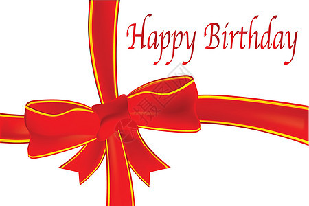 生日快乐标记红色绘画蝴蝶结标签包装丝带礼物红带艺术插图图片
