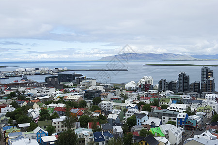 冰岛雷克雅未克市天空景观市中心城市房子海洋场景中心蓝色街道图片