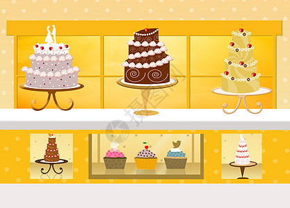 蛋糕店食物装饰品蛋糕零售插图设计店铺婚姻水果婚礼图片