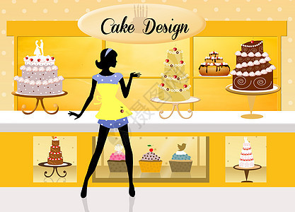 蛋糕店婚礼插图庆典陈列柜职业装饰品蛋糕设计邀请函创造力图片