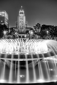 洛杉矶市政厅 从大公园里看到风光城市地方喷泉摄影旅游外观市中心目的地都市图片