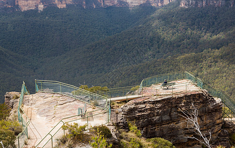 澳大利亚风景青山澳大利亚格罗斯谷地环境旅游远足者旅行森林岩石悬崖荒野场景戏剧性背景