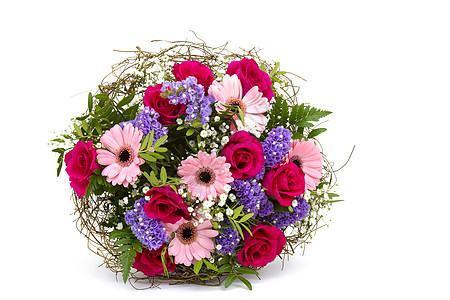 白色的鲜花束花束花朵礼物订婚母亲玫瑰妈妈婚礼生日花瓣植物群紫色图片