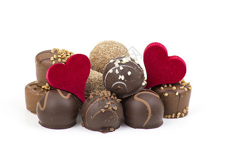 美味的巧克力和心营养小吃甜点糖果红色礼物棕色可可生日展示图片
