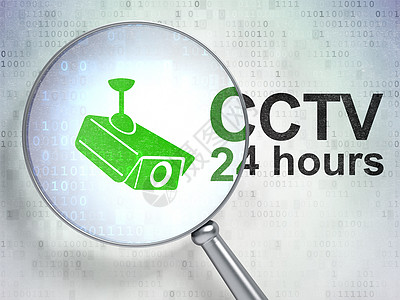 安全概念 Cctv摄像机和闭路电视24小时使用光玻璃背景相机密码政策代码数字放大镜监视网络裂缝图片