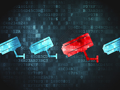 数字背景上的隐私概念闭路电视摄像机安全政策电脑凸轮监视器密码蓝色攻击犯罪展示图片