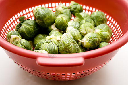 筛选中的布鲁塞尔芽绿色甘蓝球芽维生素食物蔬菜收获红色健康烹饪图片