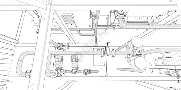 3型电线框架d设施插图蓝色力量压力工厂工程资源汽油活力图片