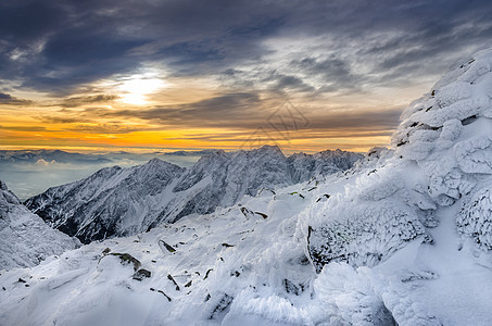 冬山风景 冰雪和冰雪童话暴风雪首脑森林季节植物群降雪风景旅行阳光图片