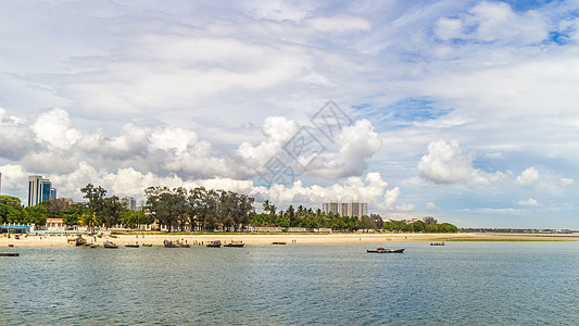 达累斯萨拉姆的海岸太阳场景海洋天空渔民支撑图片