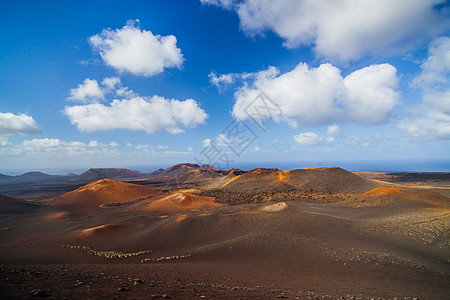 Timanfaya山脉火灾天空场地石头公园火山陨石海滩保护戏剧性棕榈图片