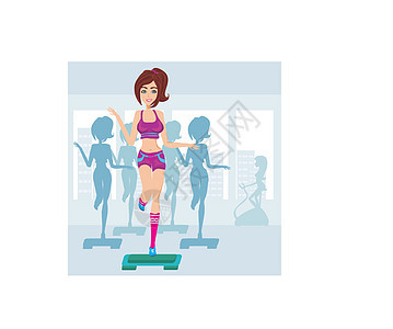 在健身房锻炼的人的矢量轮廓肌肉机器成功饮食海报身体窗户数字体操自行车图片