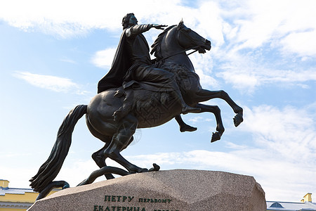 圣彼得堡雕像岩石建筑学娱乐旅行蓝色青铜地标骑师皇帝图片