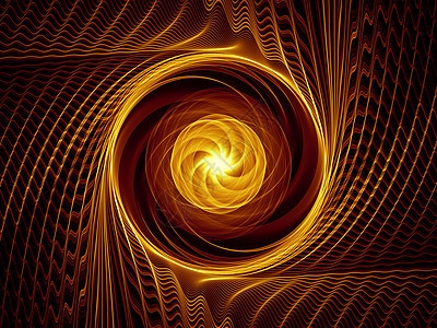 分形沉积设计金子黄色数学装饰品辐射渲染元素几何学中心黑色图片