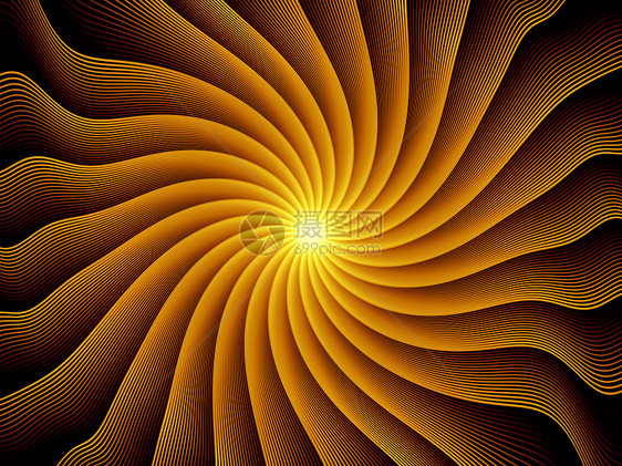 虚拟分形烧结旋转设计黄色数学渲染螺旋涡流装饰品射线黑色图片