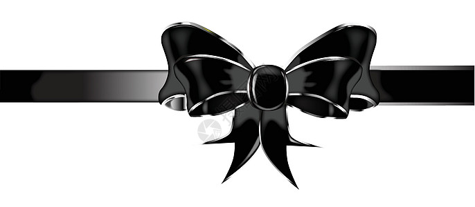 黑丝弓标签蝴蝶结丝带包装缎带插图礼品丝绸展示图片