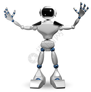 白色机器人展示问候语插图反射自动化电脑电子人塑料男人动物图片