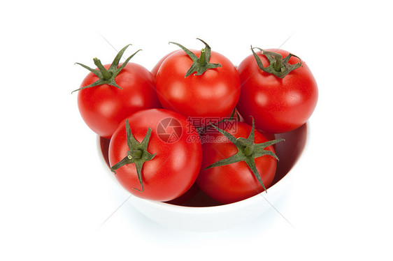 白色背景白番茄白碗红番茄厨房食物沙拉酱静物红色蔬菜水样盘子图片