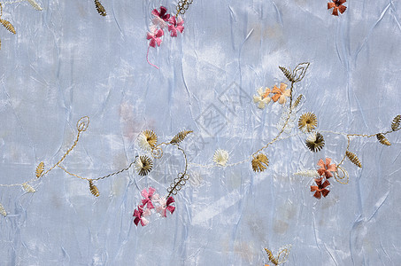蓝丝丝绸织物材料背景图片