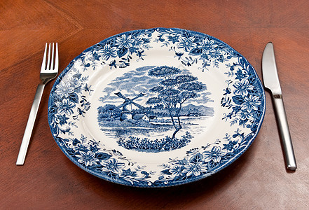 叉 刀和板金属银器环境白色盘子刀具陶瓷餐具用具服务背景图片