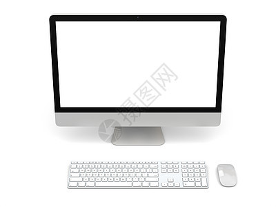 台式计算机白色桌面老鼠插图办公室技术电子产品键盘硬件商业图片