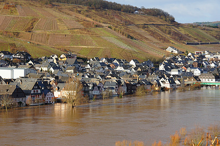 2011年Mosel的Reil洪水背景图片