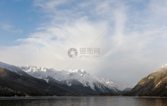 阿拉斯加的雪覆盖山岩石风景公园荒野树木地球海岸线峡湾国家冻结图片