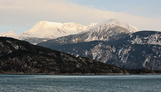 阿拉斯加的雪覆盖山冻结旅行树木生态风景岩石国家日落天空仙境图片