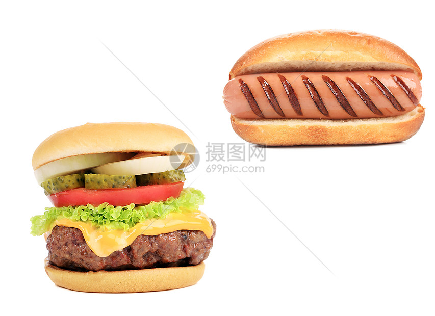 汉堡和热狗拼贴图片