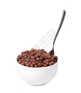 燕麦巧克力谷物食物可可味勺子可可牛奶粮食水果儿童餐筹码图片