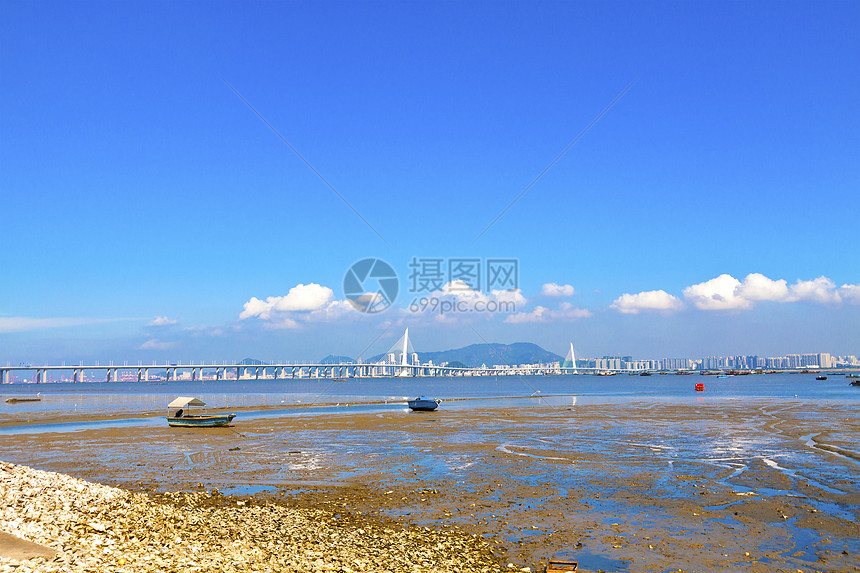 香港海岸和桥 白天图片
