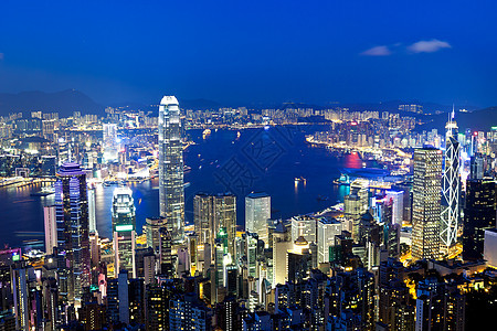 香港之夜银行小时中心带子城市建筑物交通商业高峰黑暗图片